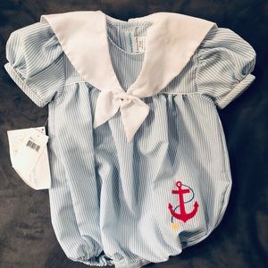 NWT House of Hatten Blue Striped Bubble w/ Anchor